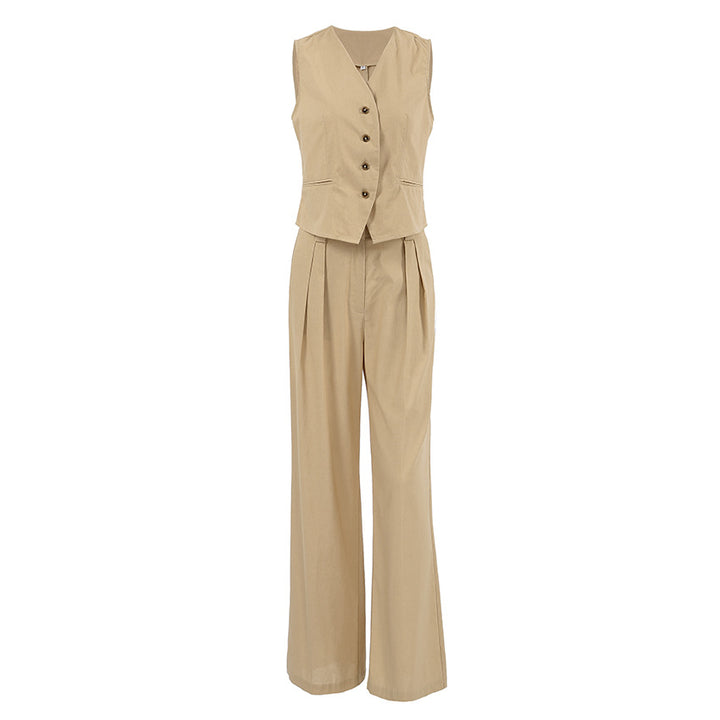 Dame elegant vest med struktureret tekstur og praktiske knapper Stilla