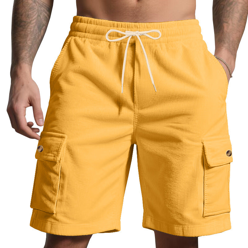 Herren nan Cord-Cargo-Shorts med elastisk tunnelstræk, påsyede cargolommer og blød bomuldsblanding Skovae