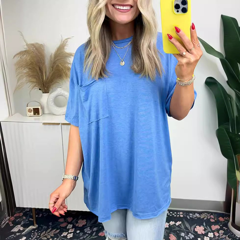 Kvindernes afslappede oversized T-shirt med lomme Stilla