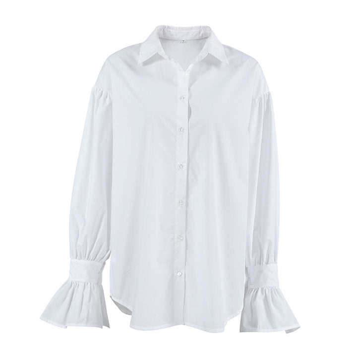 Damebluse med voluminøse ærmer og elegant krave Stilla