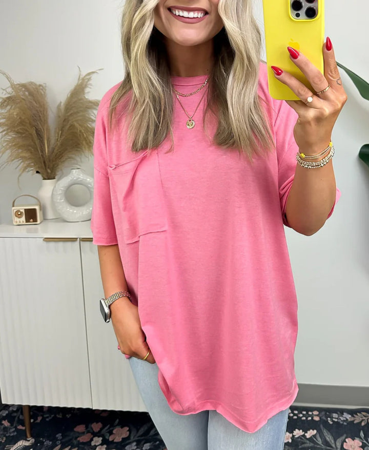 Kvindernes afslappede oversized T-shirt med lomme Stilla