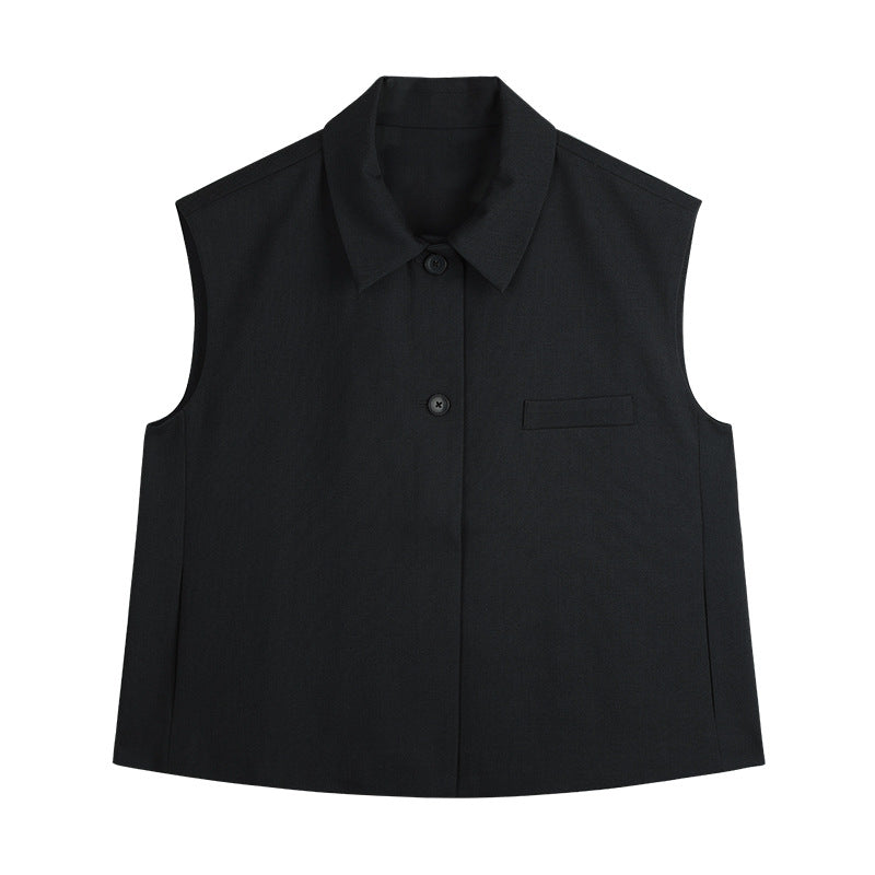 Dame ærmeløs overshirt med knapstolpe og struktureret stof Stilla