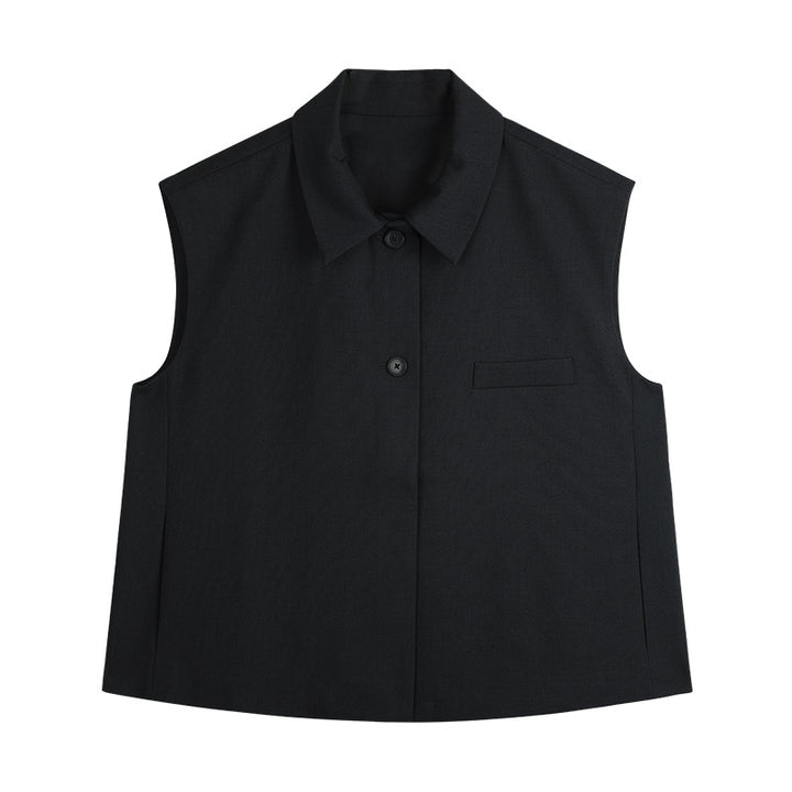 Dame ærmeløs overshirt med knapstolpe og struktureret stof Stilla