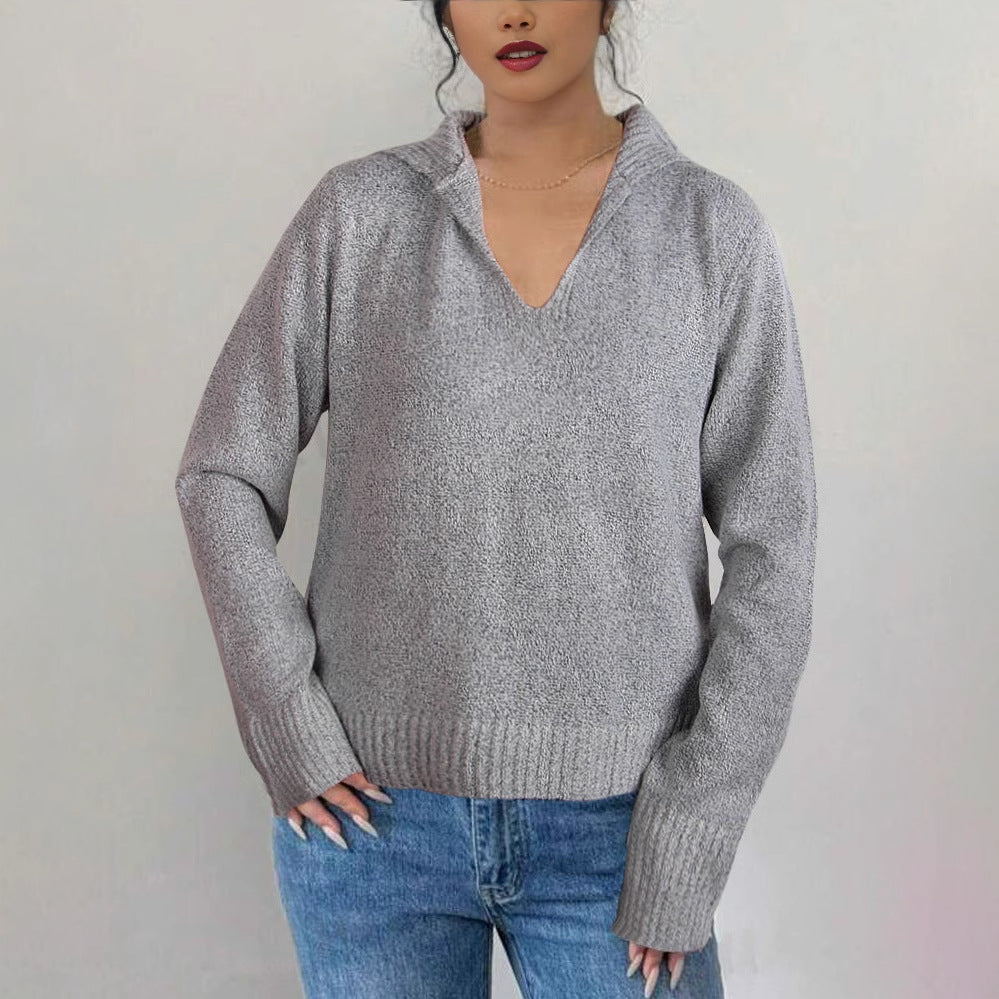 Kvinders sweater med bred krave og ribbet manchettekstur Stilla
