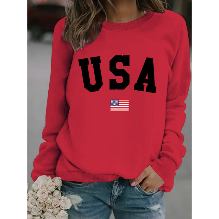 Kvinders sweatshirt med moderne USA udtalelse og hyggelig pasform Skovae