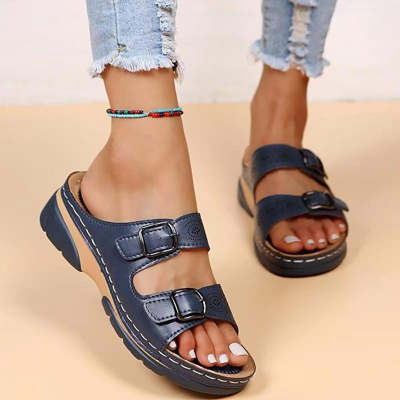 Dame Wedge-sandaler med justerbare remme og åndbart overmateriale Stilla