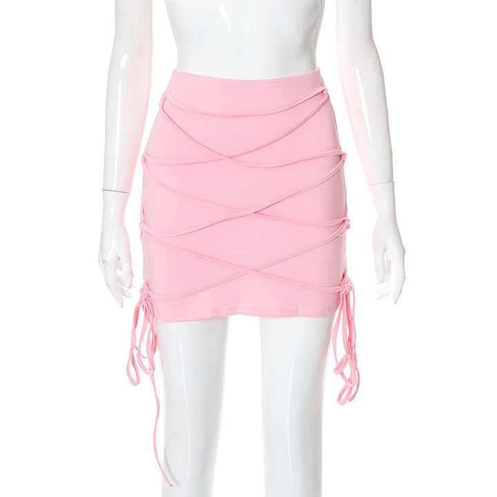 Dame mini skirt with crossed design and adjustable strings Skovae