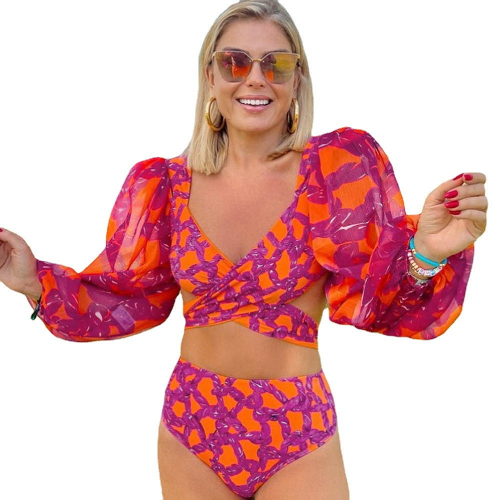 Dame badeshorts sæt med stilfulde volanger og legende blomsterdesign Stilla