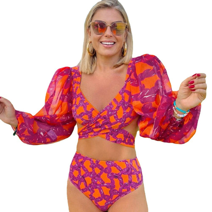 Dame badeshorts sæt med stilfulde volanger og legende blomsterdesign Stilla