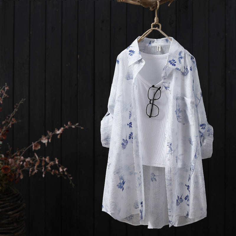 Damer let blomster mønster oversized bluse Stilla