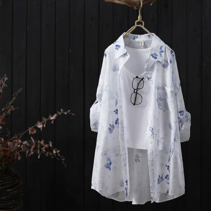 Damer let blomster mønster oversized bluse Stilla