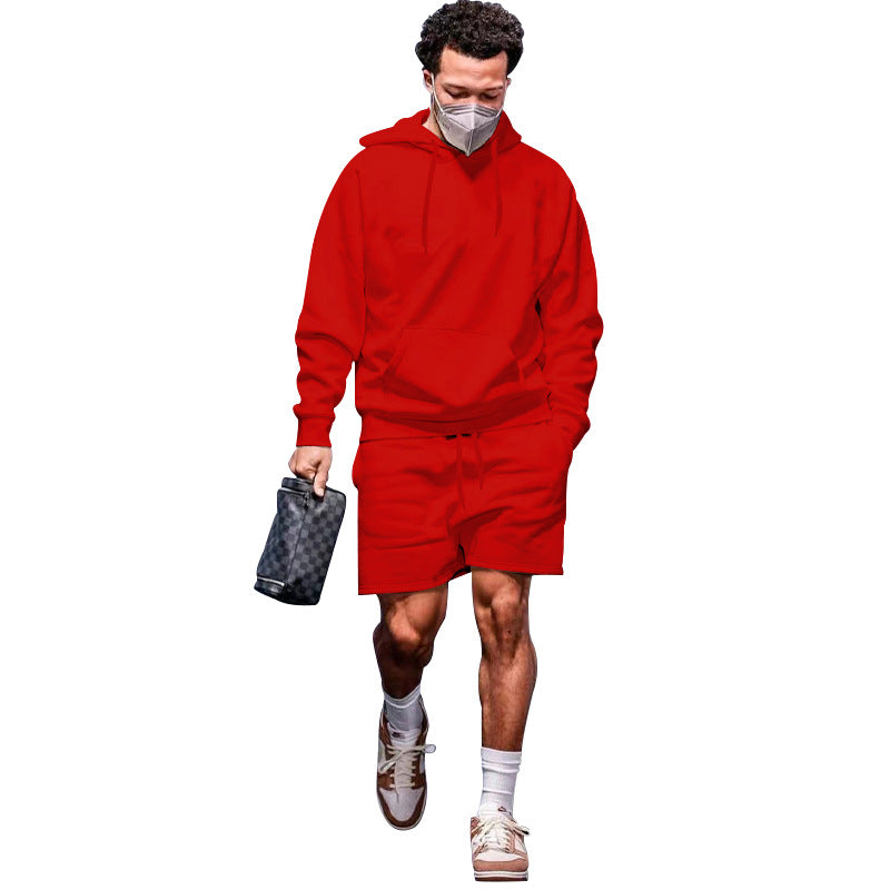 Herre afslappet hoodie- og shorts-sæt i åndbart materiale med praktiske lommer Stilla