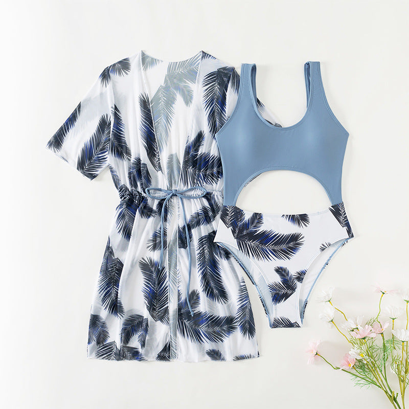 Dame To-delt Badetøj-Sæt med moderne Cut-Out-design og afslappet Kimono Stilla