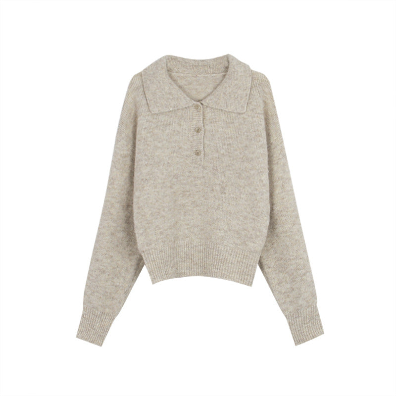 Dame sweater med voluminøse ærmer og fashionabel krave Stilla