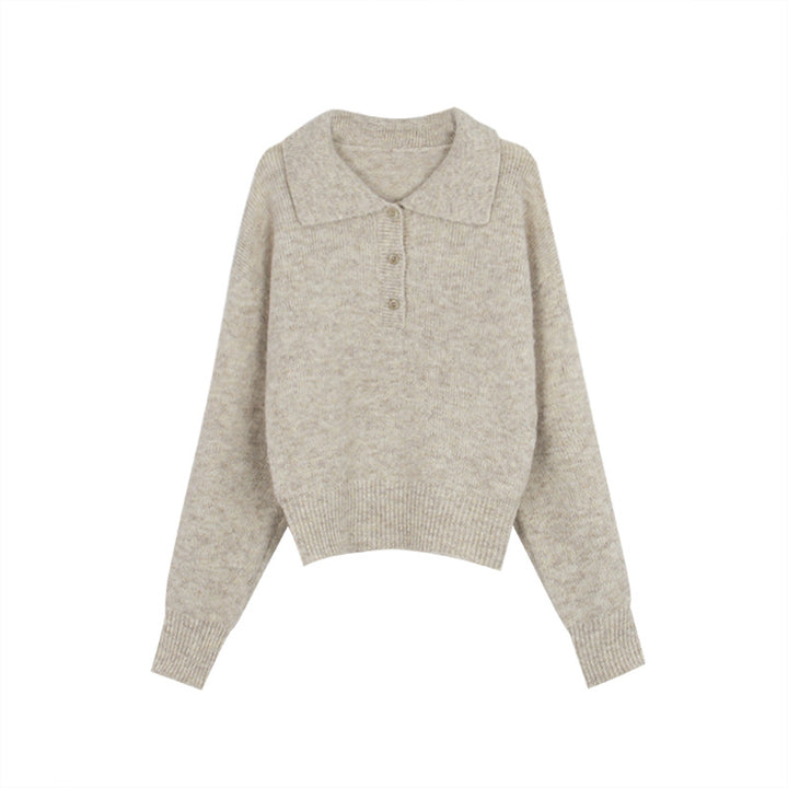 Dame sweater med voluminøse ærmer og fashionabel krave Stilla