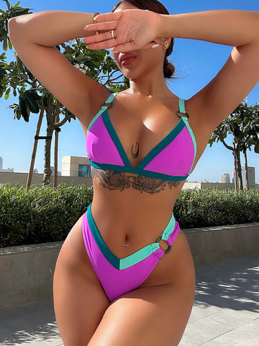 Dame Triangel-Bikini med fashionable spænder og elegante accenter Skovae