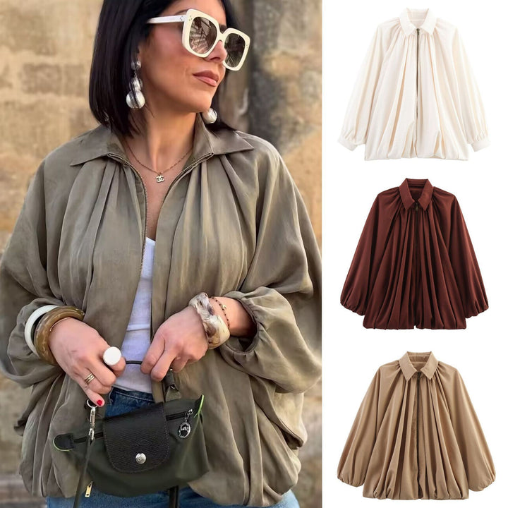 Dame Oversized Blusenjakke med Drapering Stilla