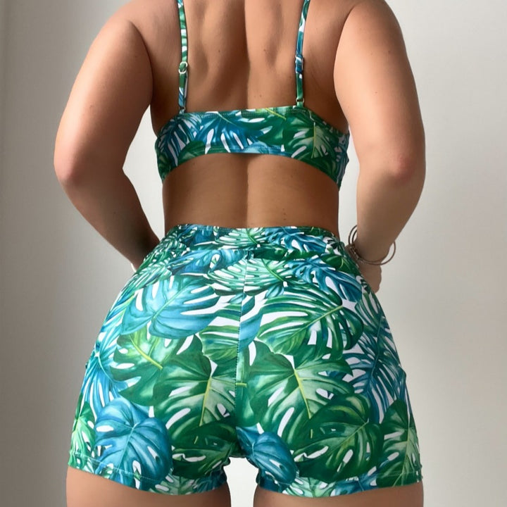 Dame Crop-Top og High-Waist Shorts Sæt Skovae