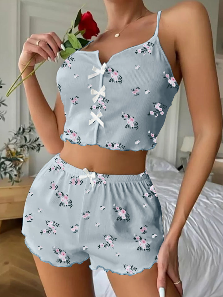 Dame Leges Pyjamasæt med blomsterdetaljer Stilla