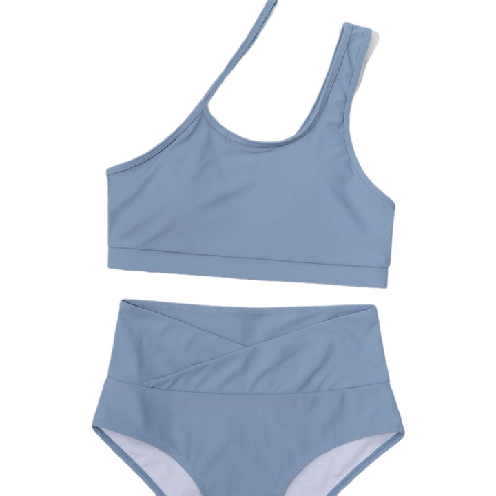 Damer Sporty Bikini med høj Talje og asymmetrisk Top Skovae