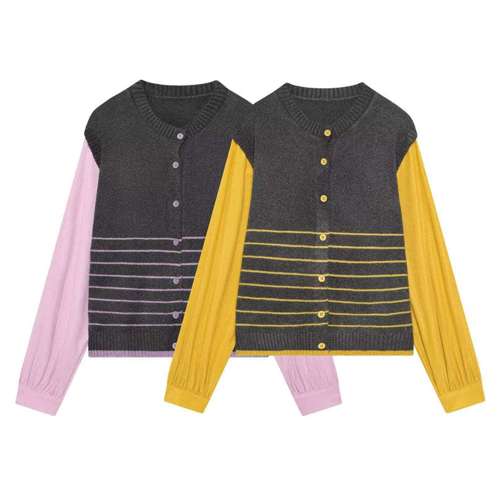 Dame mode cardigan med elegante kontraster Stilla