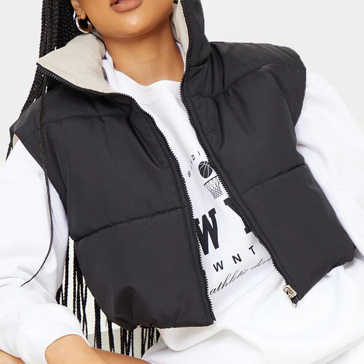 Femme Farveblok Utility Puffer Vest Stilla