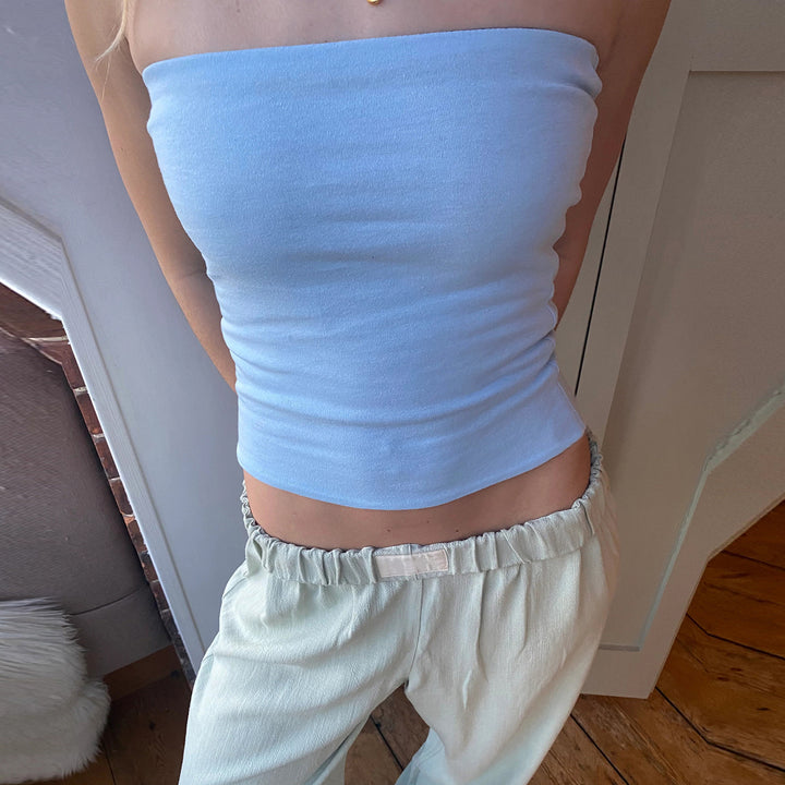 Dame bustier-top med fine striber Skovae