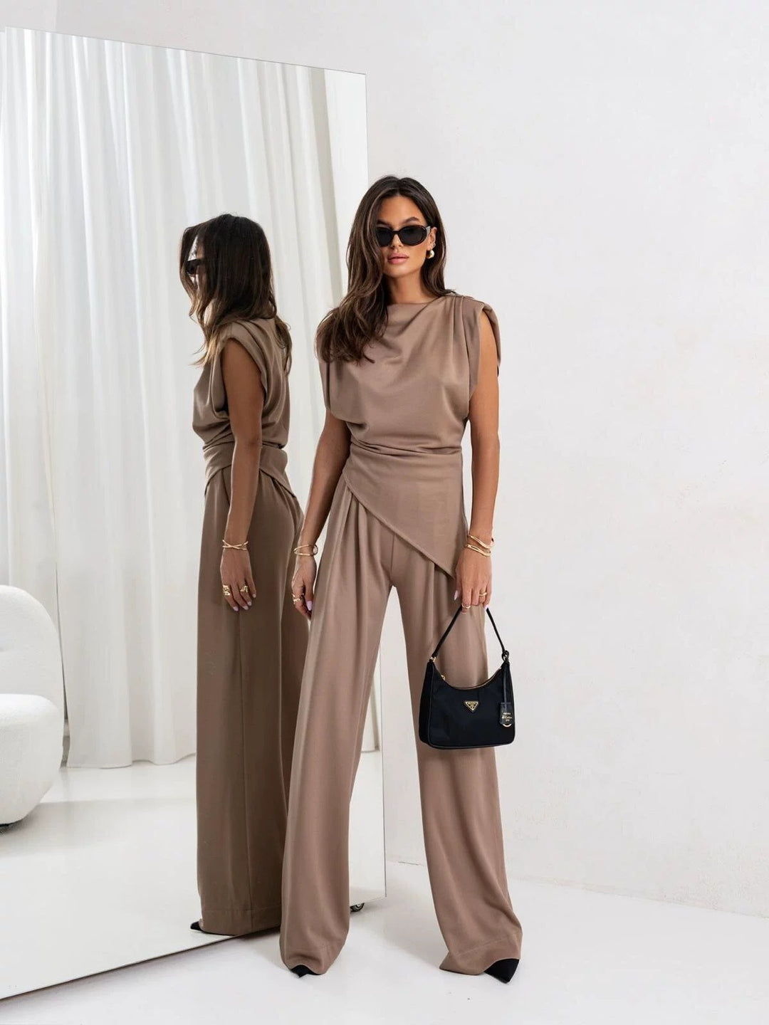 Dame Elegant Jumpsuit med asymmetrisk skæring og vidde ben Stilla
