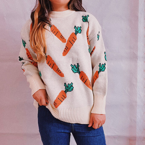 Kvindernes Oversized Strikke Sweater med Gulerodsmønster Stilla