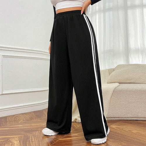 Dame Sporty Bredde Bukser med Sidelinjer Stilla