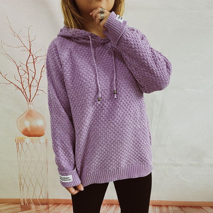 Dame løs hoodie med tekstureret stof og moderne snor Stilla
