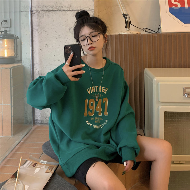 Dame Casual Oversized Sweatshirt med Vintage Print Skovae