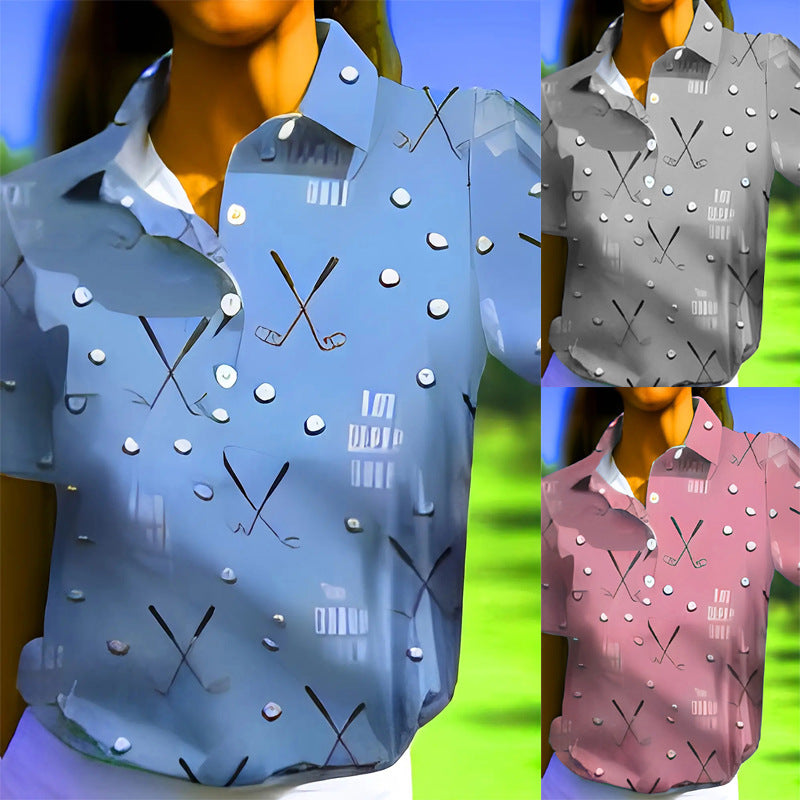 Dame golfshirts med unikt mønster Stilla