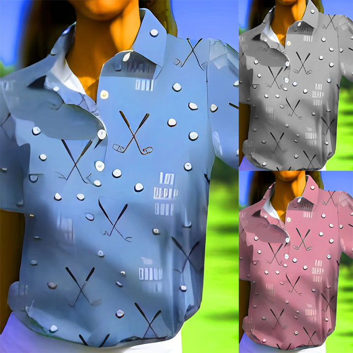 Dame golfshirts med unikt mønster Stilla