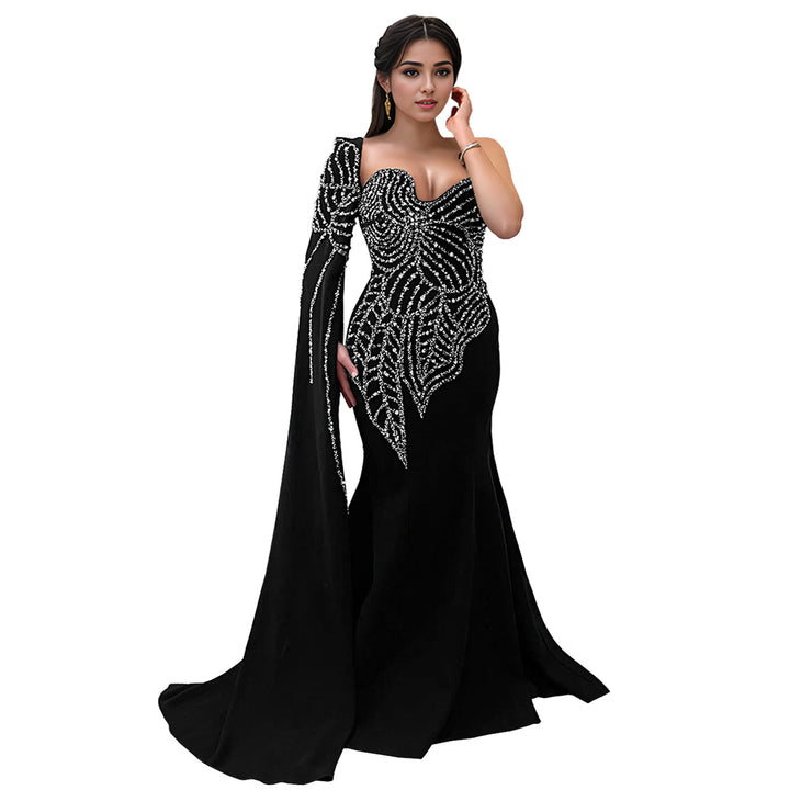 Damer Elegant Aftenkjole med asymmetrisk design og glitrende rhinestone-applikationer Stilla