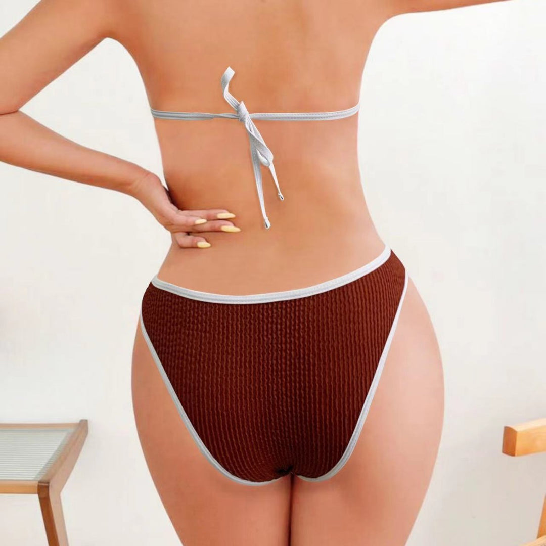 Dame Triangel-Bikini-Sæt med struktureret tekstur og elegant bindebånd Stilla