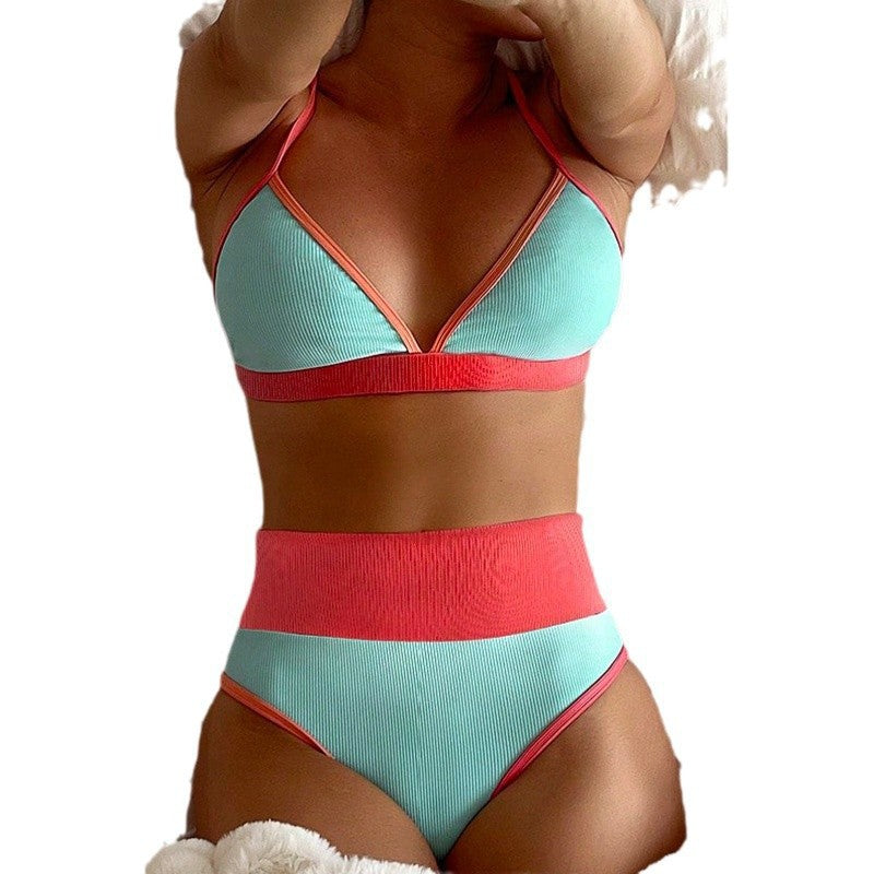 Dame højdesign bikini sæt med sporty top og justerbare stropper Skovae