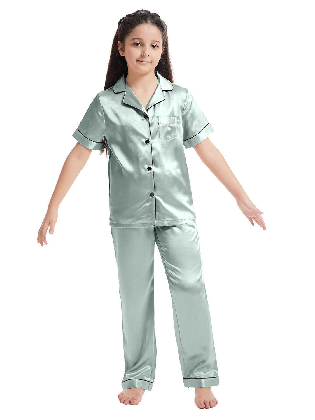 Dame pyjamasæt i luksuriøs satin med elegante syninger Stilla