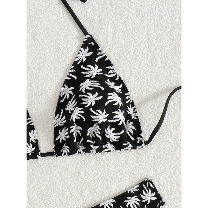 Dame Triangel-Bikini med blomsterdesign og justerbare bånd Skovae
