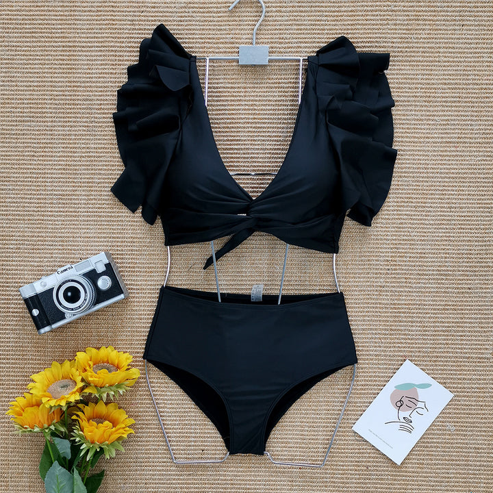 Dame bikini-sæt med legende ruffles detaljer og høj talje Stilla