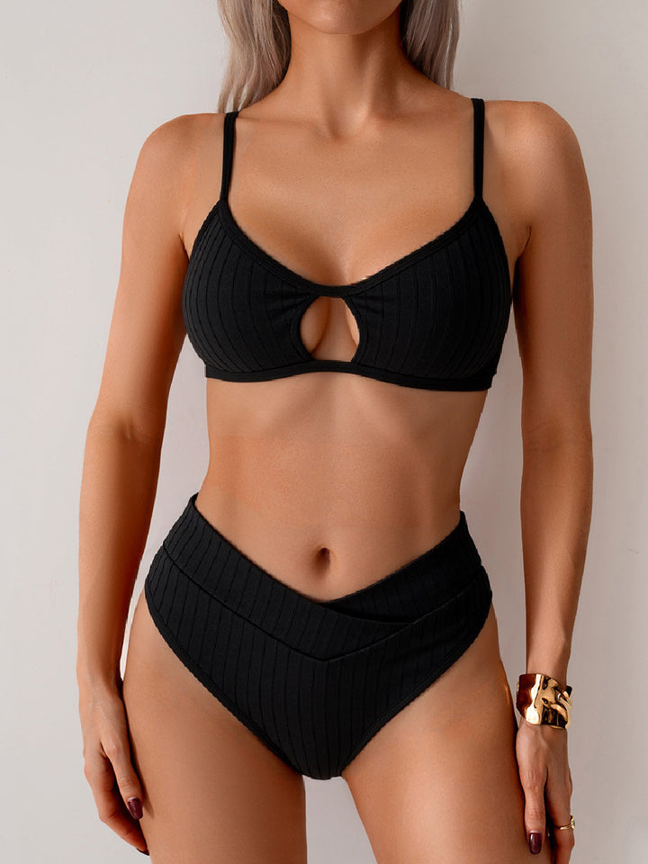 Dame Højskåret Bikini med moderigtigt Nøgle-udskæring Skovae