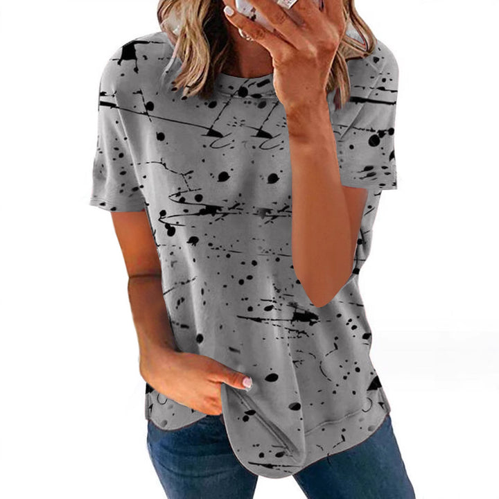 Dame T-shirt med kreativt farveklat-design Stilla
