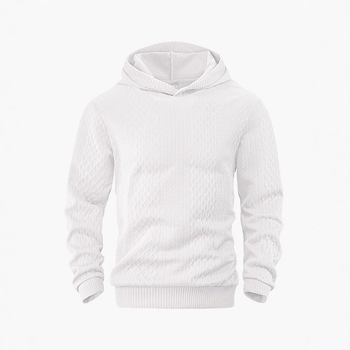 Herre nan struktureret slangenkrave-sweater med hætte og vaffelmønster Jacquard Skovae
