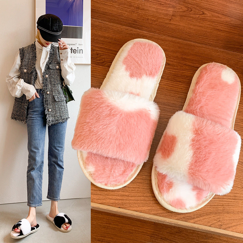 Dame fluffy slippers med hyggeligt overmateriale og skridsikker sål Stilla