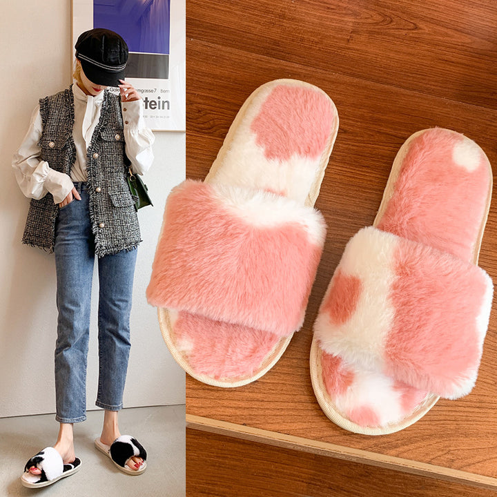Dame fluffy slippers med hyggeligt overmateriale og skridsikker sål Stilla