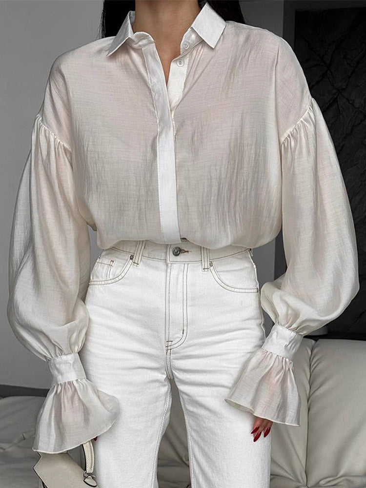 Dame fritidsbluse med voluminøse ærmer Stilla