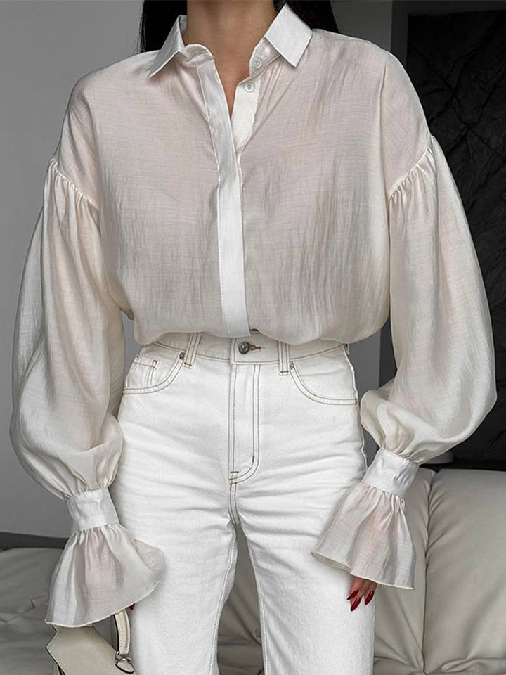 Dame fritidsbluse med voluminøse ærmer Stilla