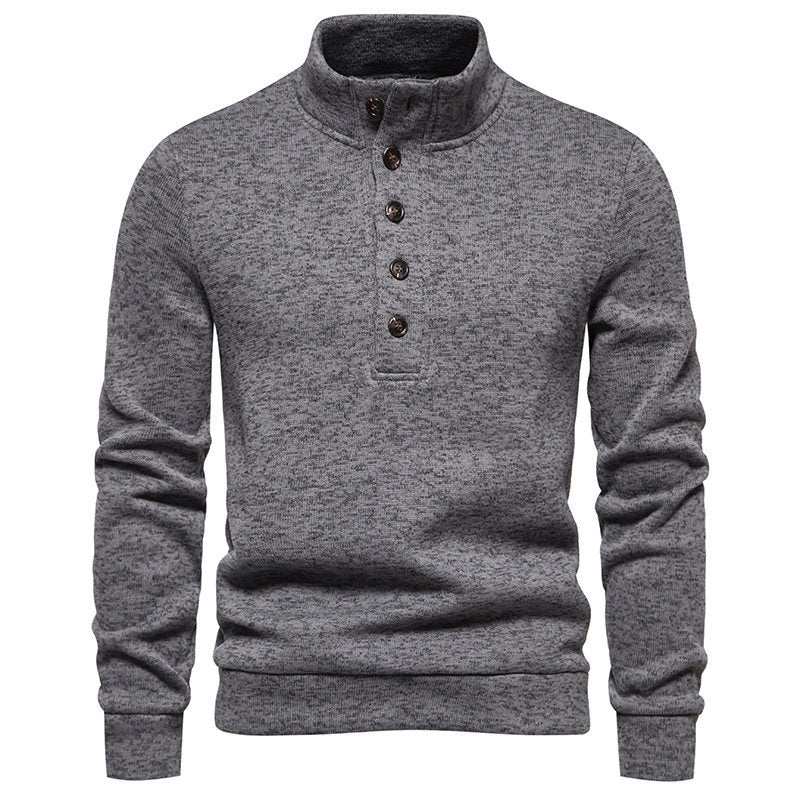 Herrer elegant pullover med halv lynlås og karakteristisk knapliste Stilla
