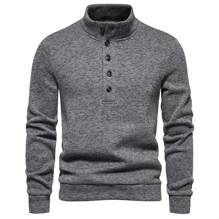 Herrer elegant pullover med halv lynlås og karakteristisk knapliste Stilla