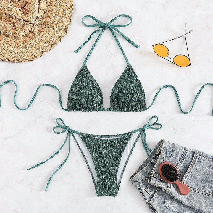 Dame trekant-bikini med raffineret bindedesign Skovae
